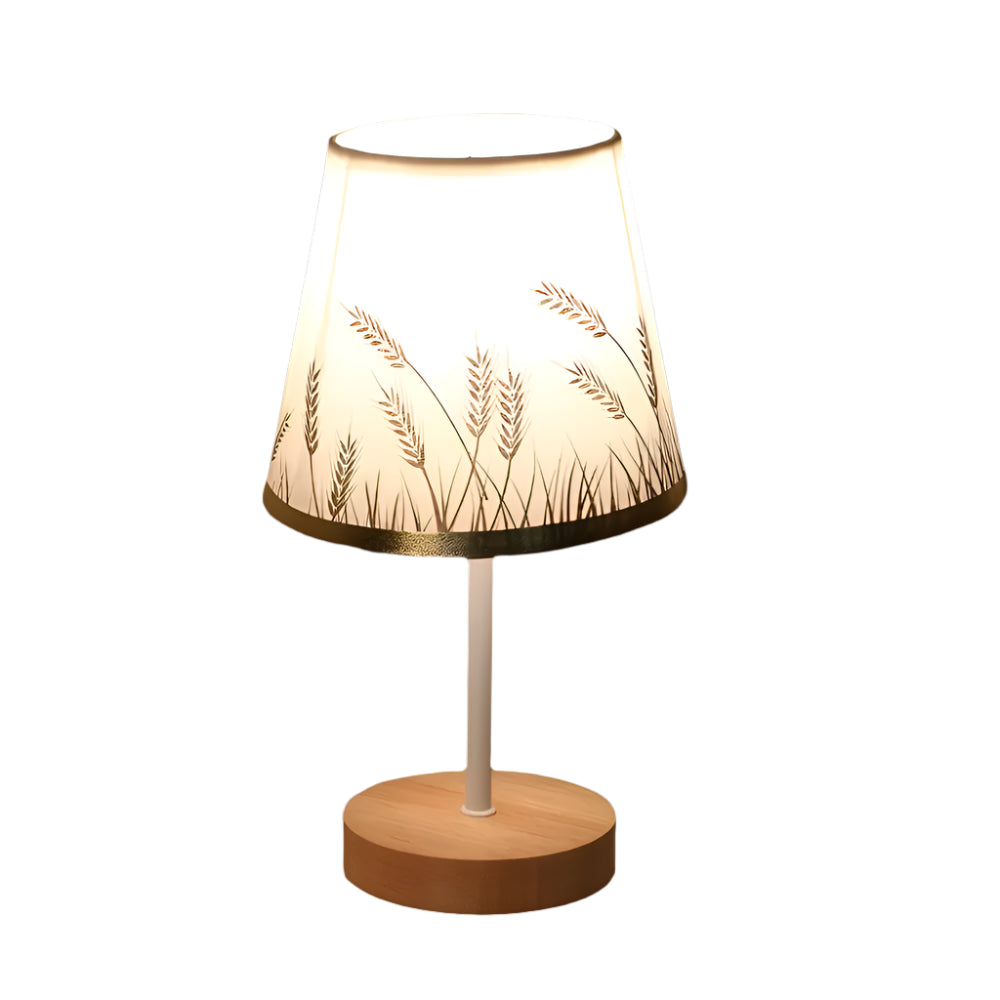 Meadows - Wooden Minimalist Table Lamp Wooden Base Fabric Lampshade