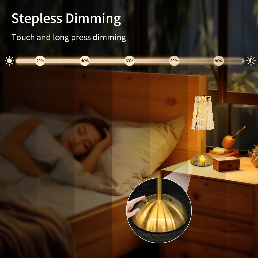 Star Point - Four Shade Options USB Rechargeable Crystal LED Desk Lamp