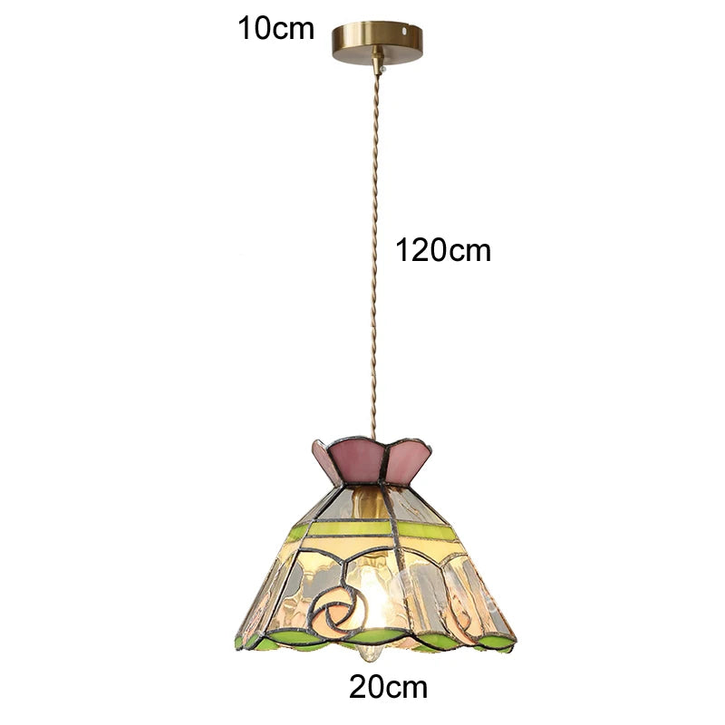 Tiffany Sacklet Camellia - Stained Glass Pendant Lamp