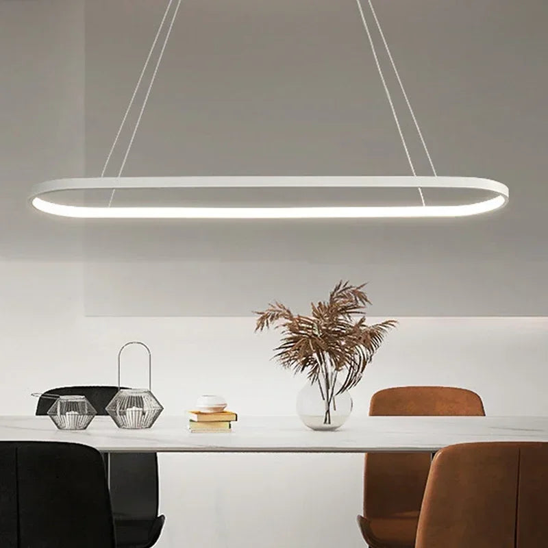 Long Ellipse White - Minimalist Ceiling Pendant Light LED 70/90cm