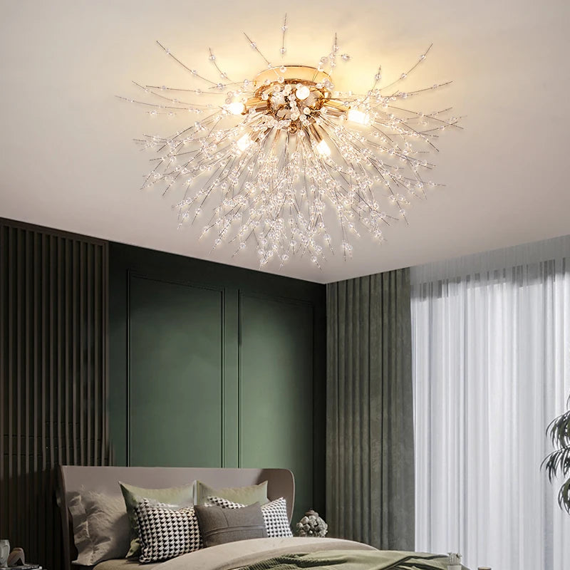 Dandelion Gold - Crystal Ceiling Light Fixture Golden Base 4/5/6 heads