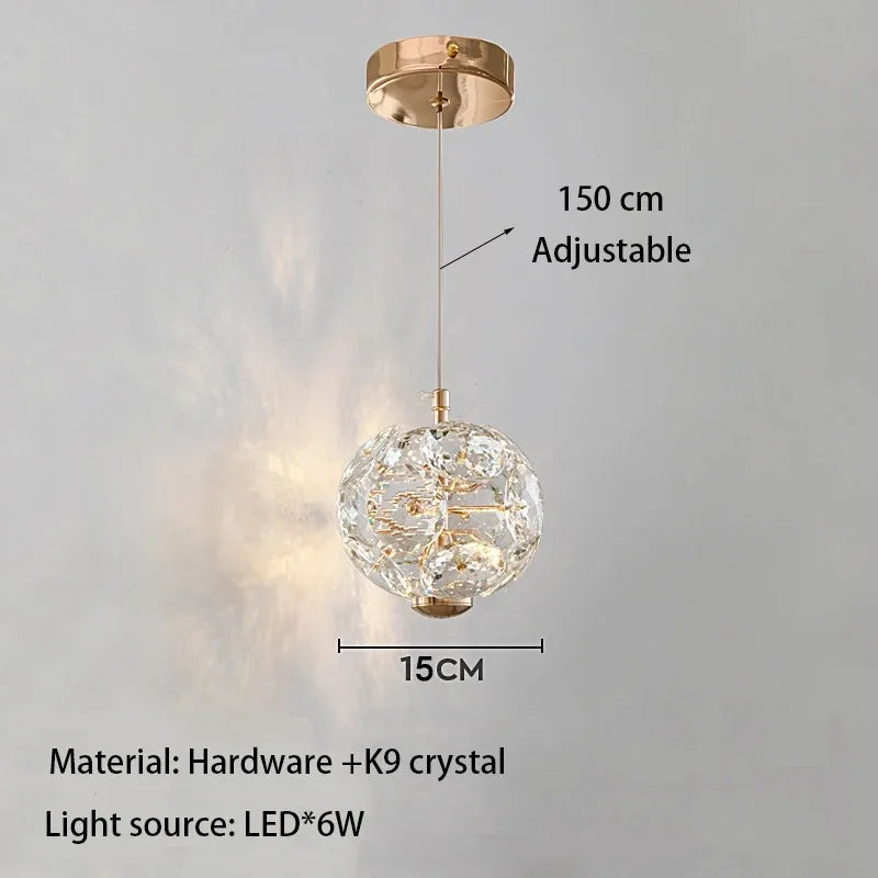 Crystal Hydrangea - Ceiling Light Pendant K9 Crystals 6W LED