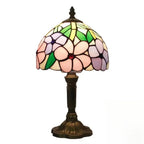 Tiffany - Pink Flowers Lampshade Vintage Glass Table Lamp E27