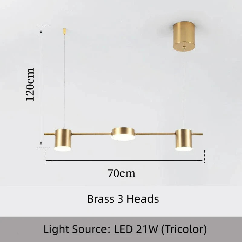 Pole Spots Gold - Brass Finish Modern Ceiling Pendant Light 3/5/6 heads