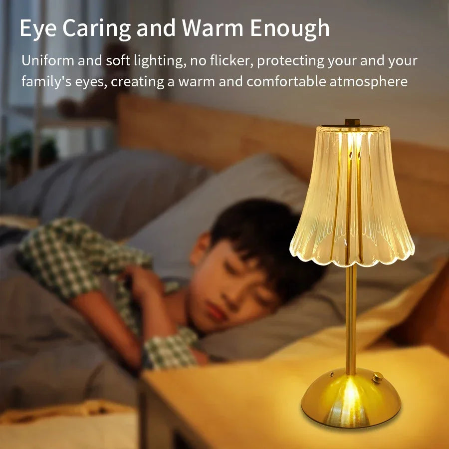 Star Point - Four Shade Options USB Rechargeable Crystal LED Desk Lamp