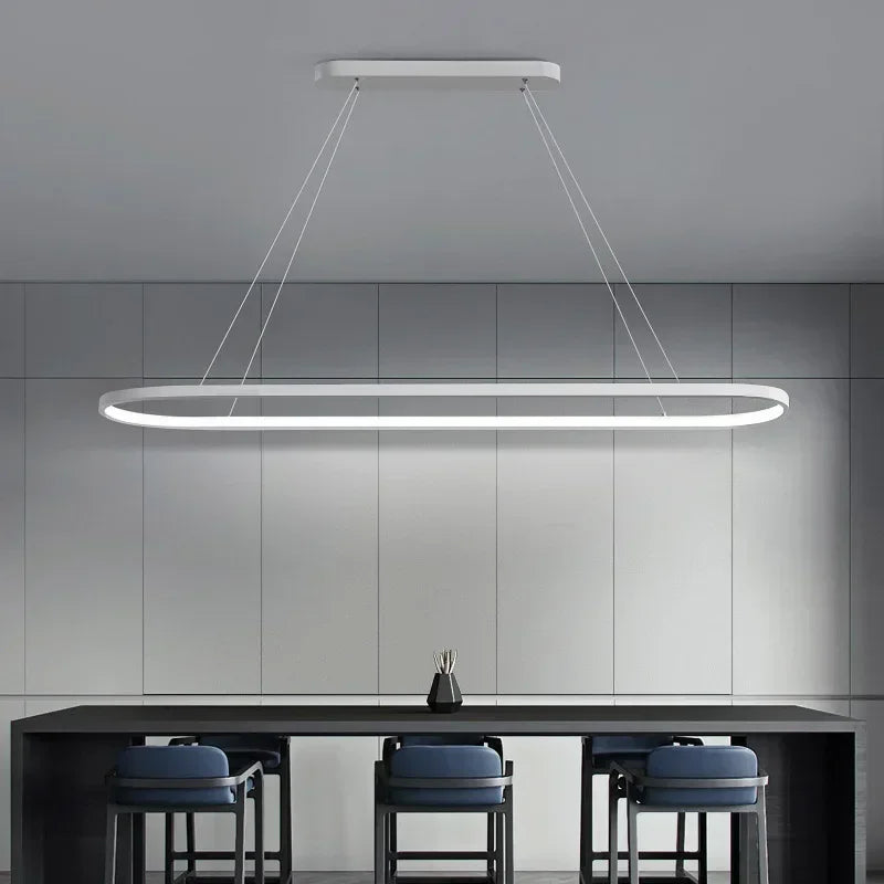 Long Ellipse White - Minimalist Ceiling Pendant Light LED 70/90cm