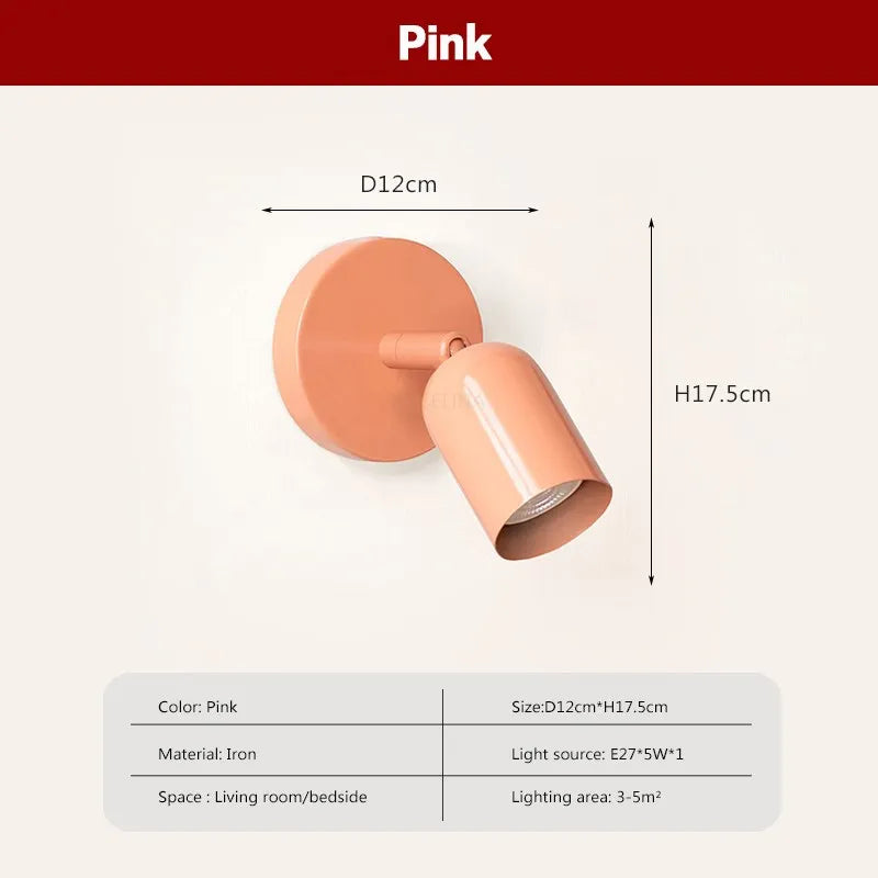 Macaron Pink - Minimalist Wall Sconce E27 Spot Light Wall light