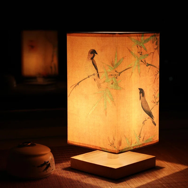 Tennen Lantern - Japanese Wooden Table Lamp E27 Multi-pattern Lampshade