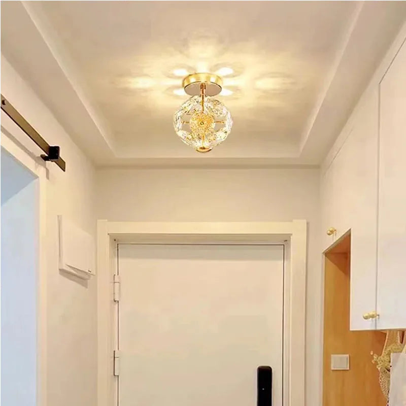 Crystal Hydrangea - K9 Crystal Ceiling Light Fixture LED Golden Base