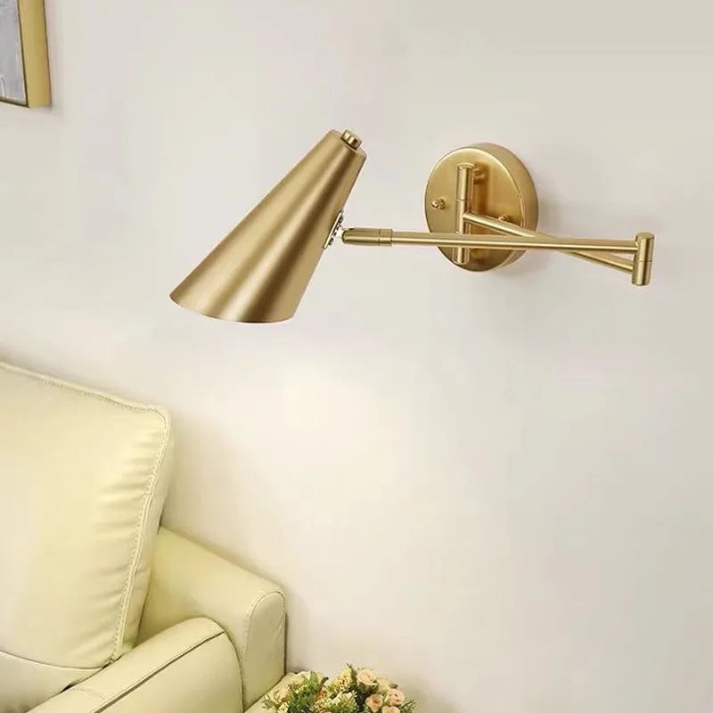 Swinging Arm Copper Spot Light - Wall Sconce with Adjustable Long Arm