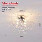 Dandelion Silver - Crystal Ceiling Light Fixture Chrome Base 4/5/6 heads