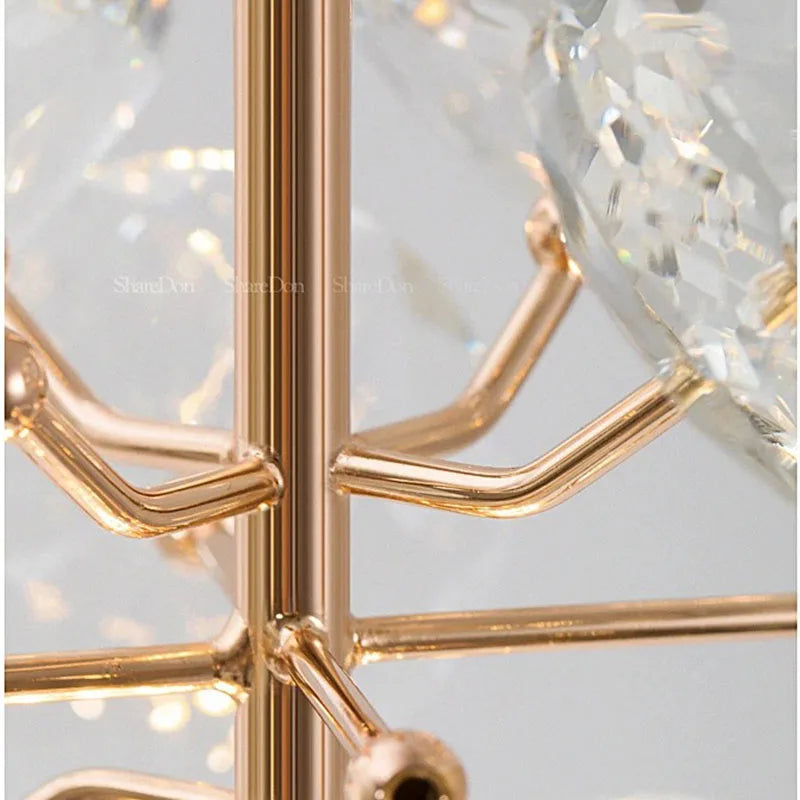 Crystal Hydrangea - K9 Crystal Ceiling Light Fixture LED Golden Base