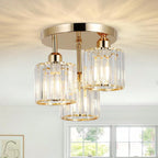 Glass Trio - Semi-Flush Ceiling Light Fixture E27 3 Heads Golden Base