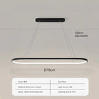 Long Ellipse Black - Minimalist Ceiling Pendant Light LED 70/90cm