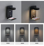 USB Spot Light Black - Minimalist LED Wall Sconce with USB Charging Port