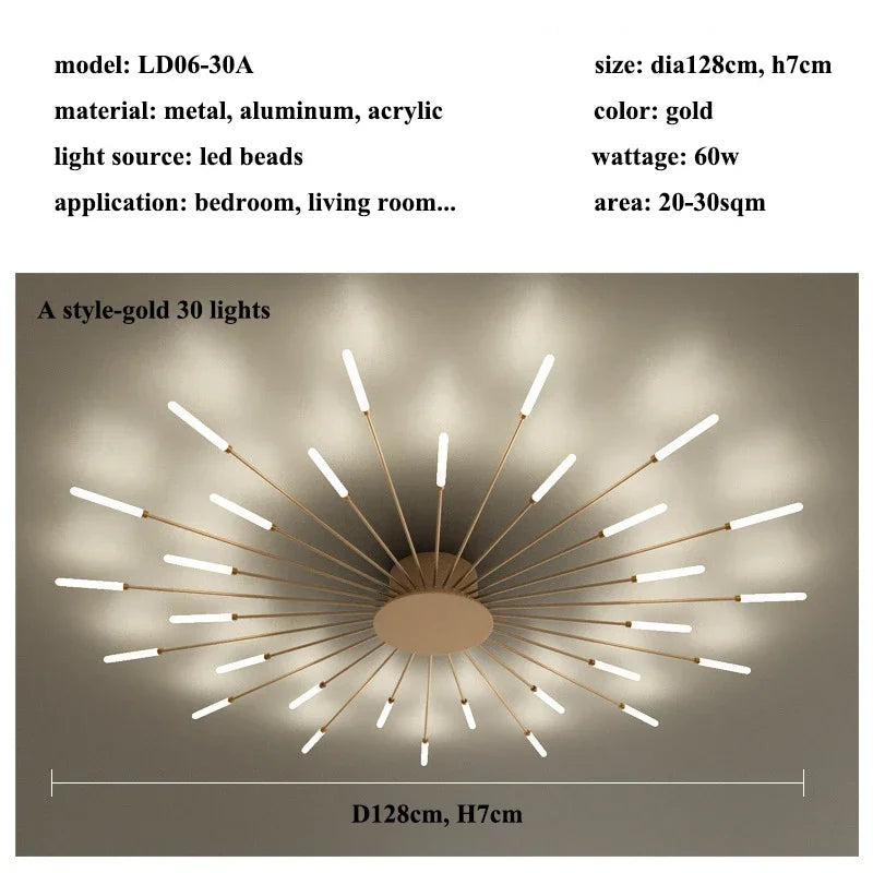 Fireworks Gold 30 Heads - Modern Ceiling Light Fixture LED