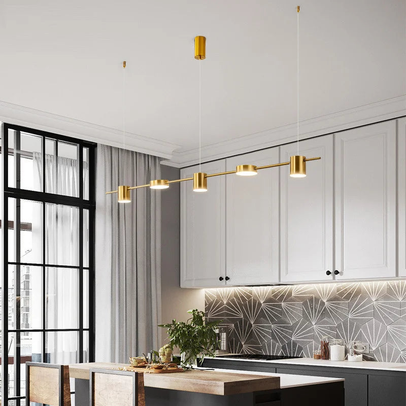 Pole Spots Gold - Brass Finish Modern Ceiling Pendant Light 3/5/6 heads