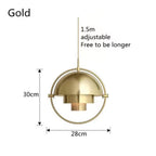 Solstice Gold- Art Deco Ceiling Light Pendant E27 Rotatable Shade