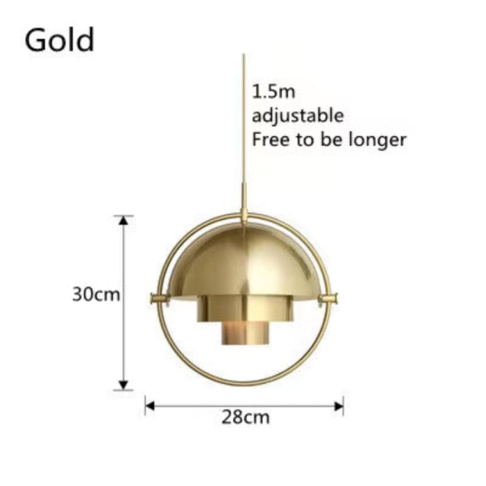 Solstice Gold- Art Deco Ceiling Light Pendant E27 Rotatable Shade