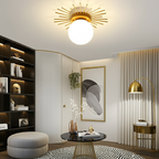 Sundial - Minimalist Golden 25/35cm Ceiling Light Fixture Sun Ray Base G9