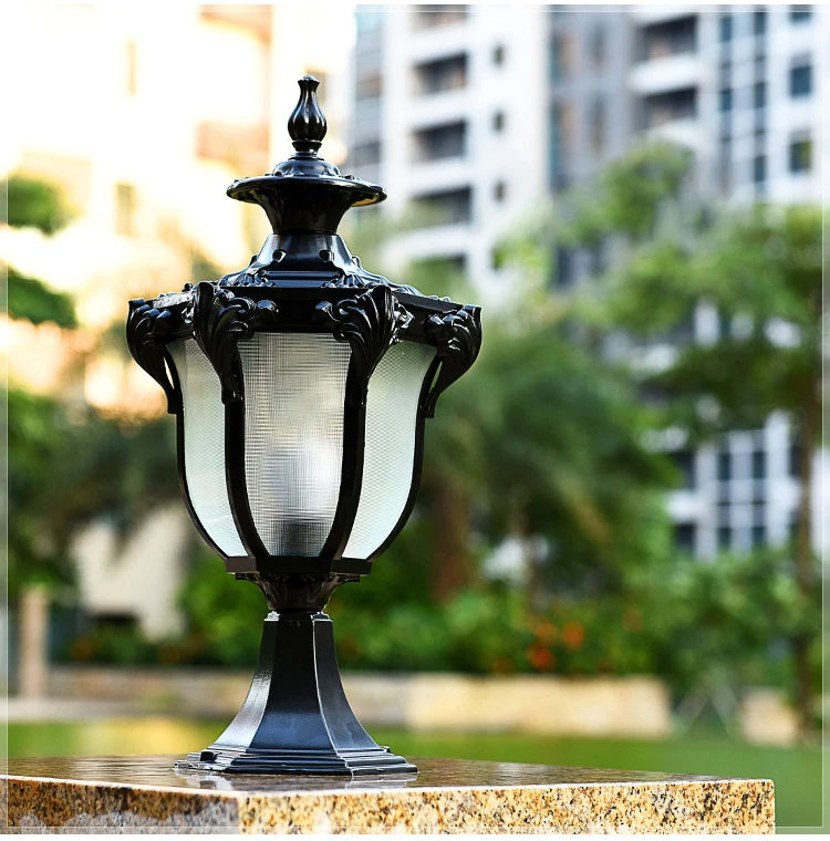 Abbey Pillar Black - Outdoor Lighting Pedestal Light E27 Waterproof IP54