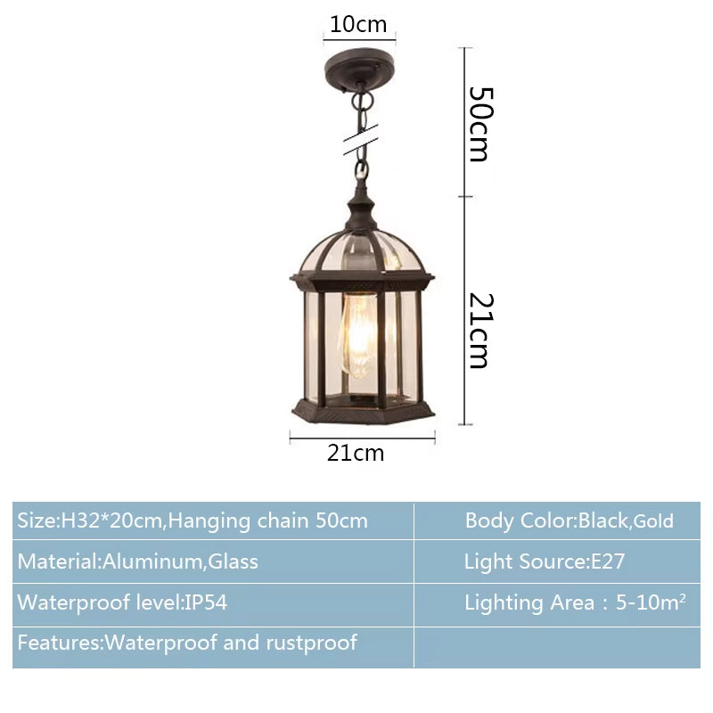 Lantern Pendant Black - Outdoor Lighting Waterproof IP54 Pendant Light E27