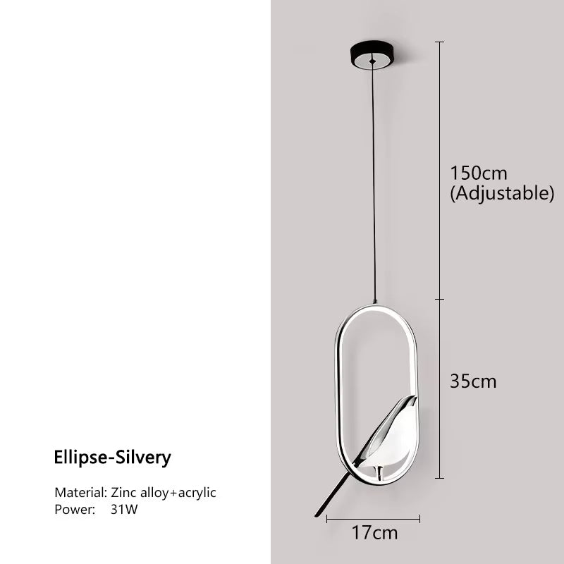 Magpie Ellipse Silver - Modern Ceiling Light Pendant 31W LED