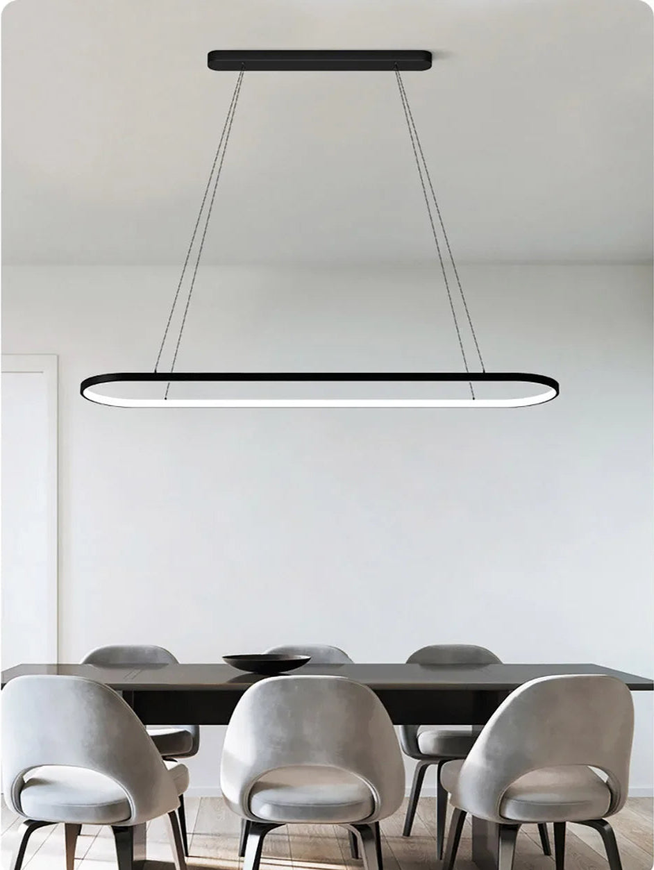 Long Ellipse Black - Minimalist Ceiling Pendant Light LED 70/90cm