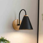 Wood & Cone Black - Minimalist Wall Sconce E27 Wall Light Fixture