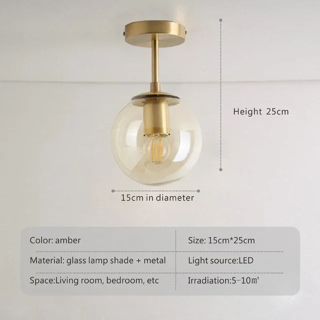 Midas Globe - Glass Ceiling Flush Light