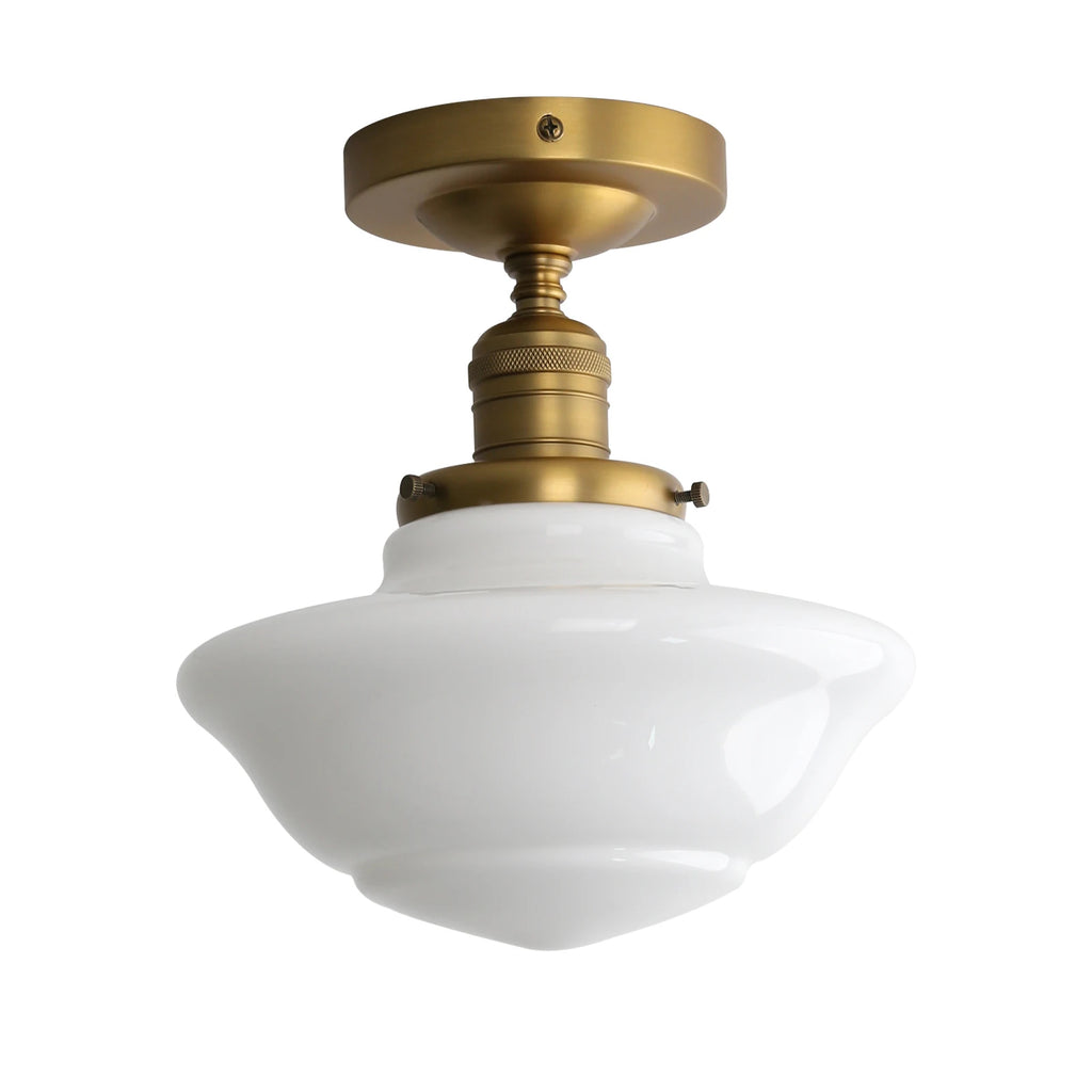 Creme Flush - Cream Glass Lampshade Flush Light (Copper/ Black)