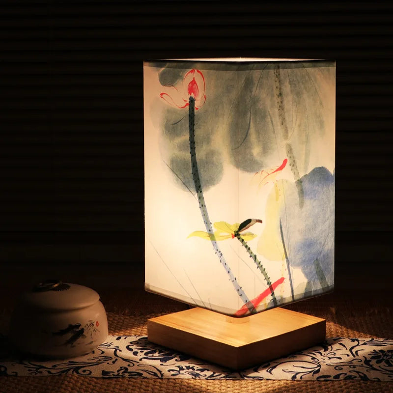 Tennen Lantern - Japanese Wooden Table Lamp E27 Multi-pattern Lampshade