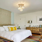 Glass Trio - Semi-Flush Ceiling Light Fixture E27 3 Heads Golden Base