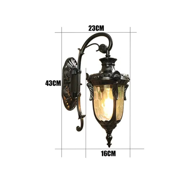 Abbey Black - Vintage Outdoor Lighting Waterproof IP65 Wall Sconce E27 Wall Light