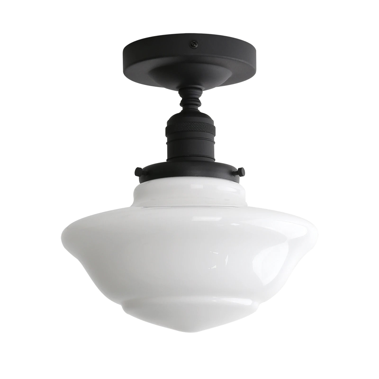 Creme Flush - Cream Glass Lampshade Flush Light (Copper/ Black)