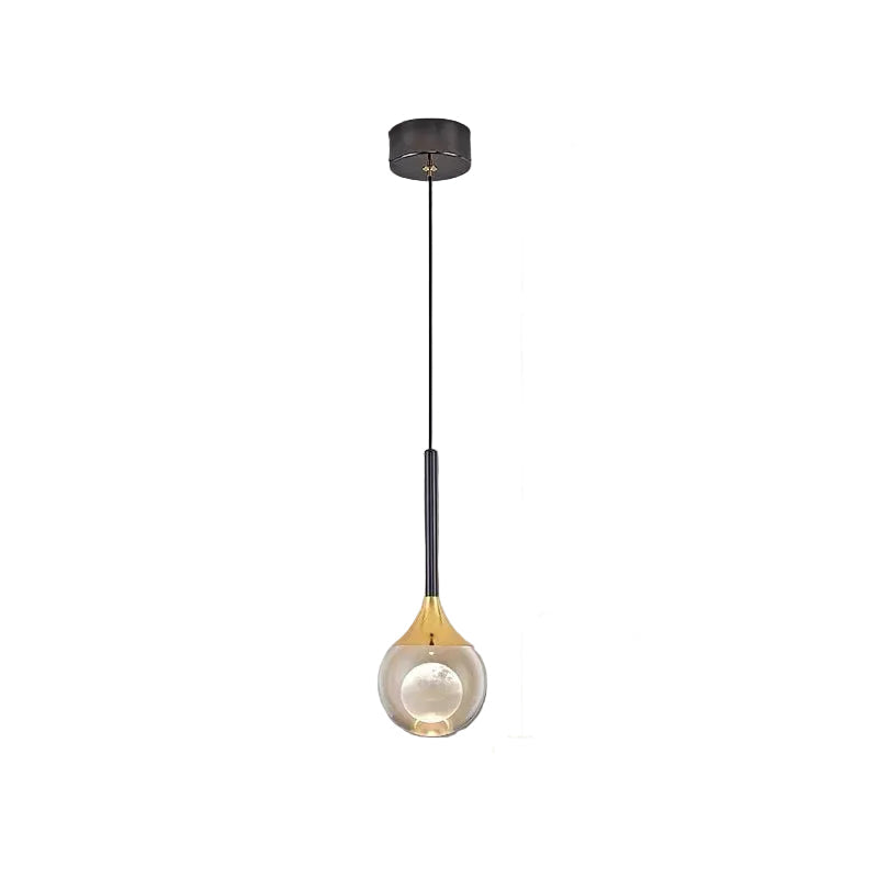 Pendant light with measurements on a gray background