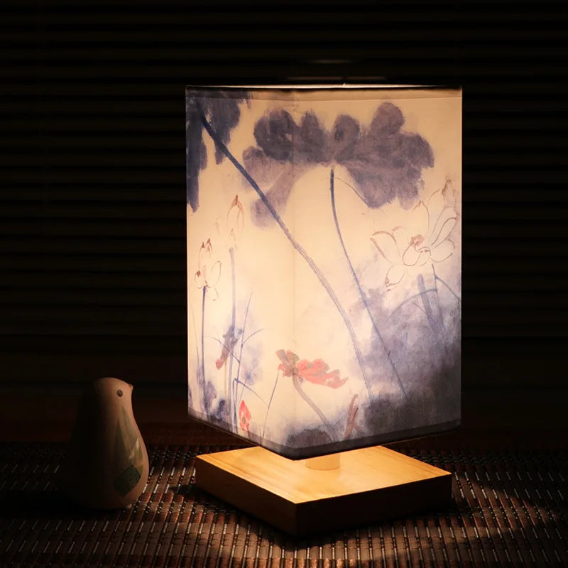 Tennen Lantern - Japanese Wooden Table Lamp E27 Multi-pattern Lampshade