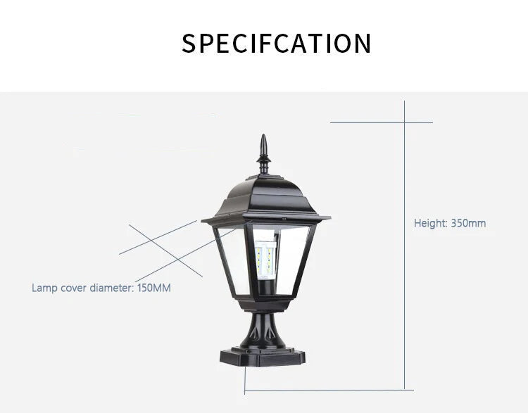 Knight Pillar Black - Outdoor Pedestal Light E27 Waterproof IP65