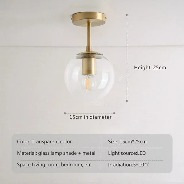Midas Globe - Glass Ceiling Flush Light