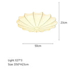 Kiku Cream - Japandi Ceiling Flush Light with Handcrafted Lampshade