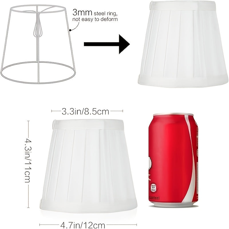 Plain White Clip-On Barrel Pleated Fabric Lamp Shades - 6pcs