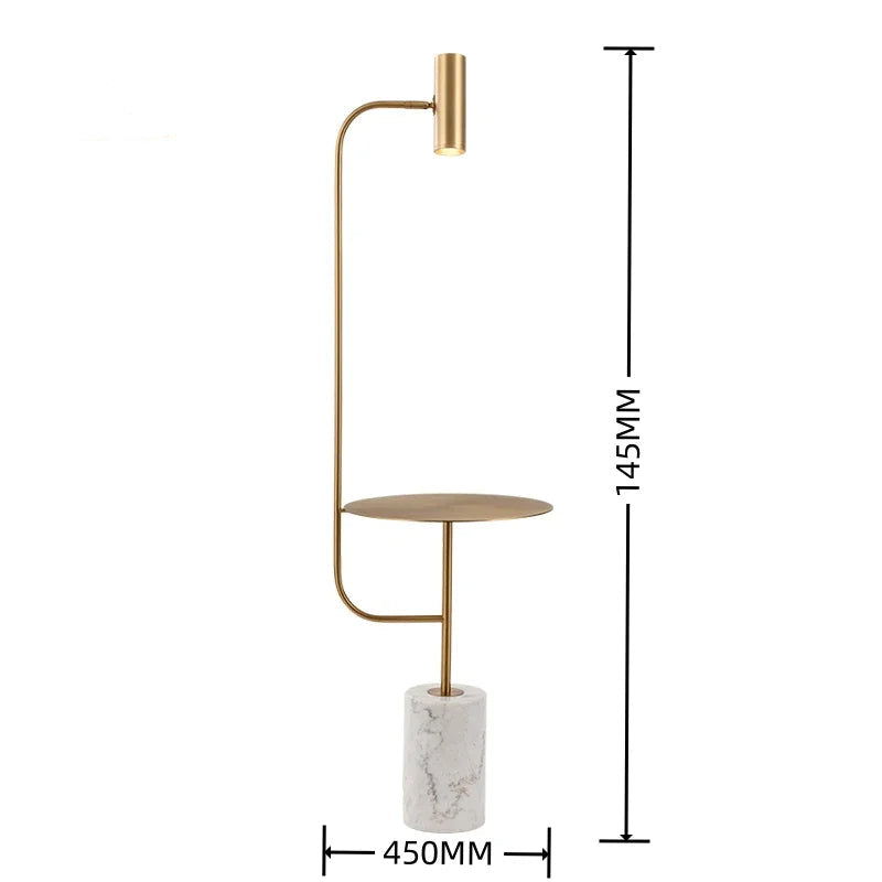 Marble Gold Table - Art Deco Floor Lamp LED Marble Base Gold Body