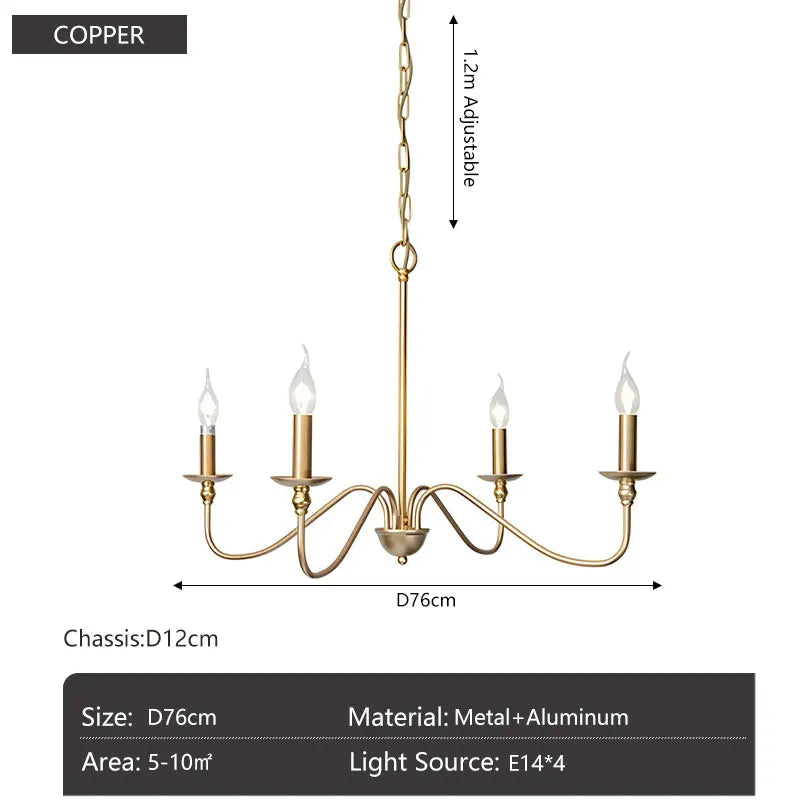 Aurena Candle Chandelier - Modern Minimalist Chandelier (4/6/8)