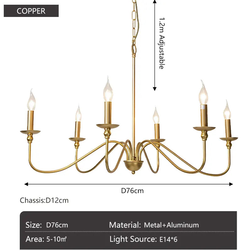 Aurena Candle Chandelier - Modern Minimalist Chandelier (4/6/8)