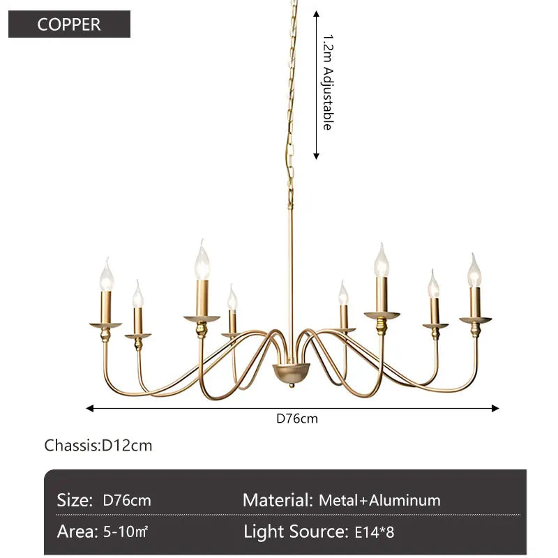 Aurena Candle Chandelier - Modern Minimalist Chandelier (4/6/8)