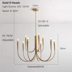 Aurena Gold - Minimalist Chandelier E14 6/9/12 Heads
