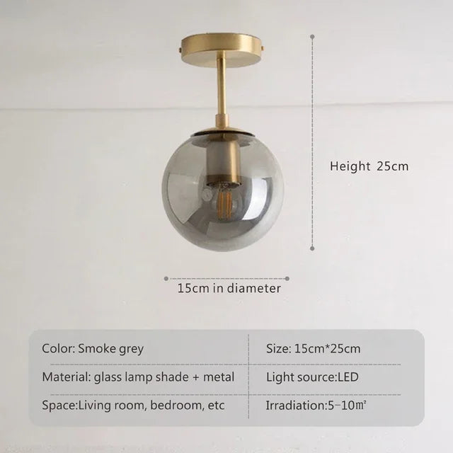 Midas Globe - Glass Ceiling Flush Light