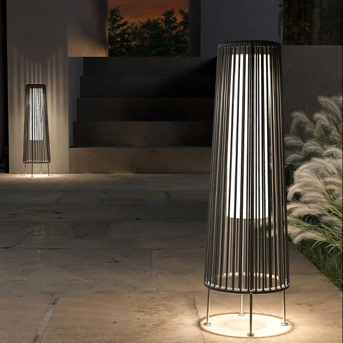 Rattan Wicker - Outdoor Floor Lamp Waterproof IP65 LED 10W