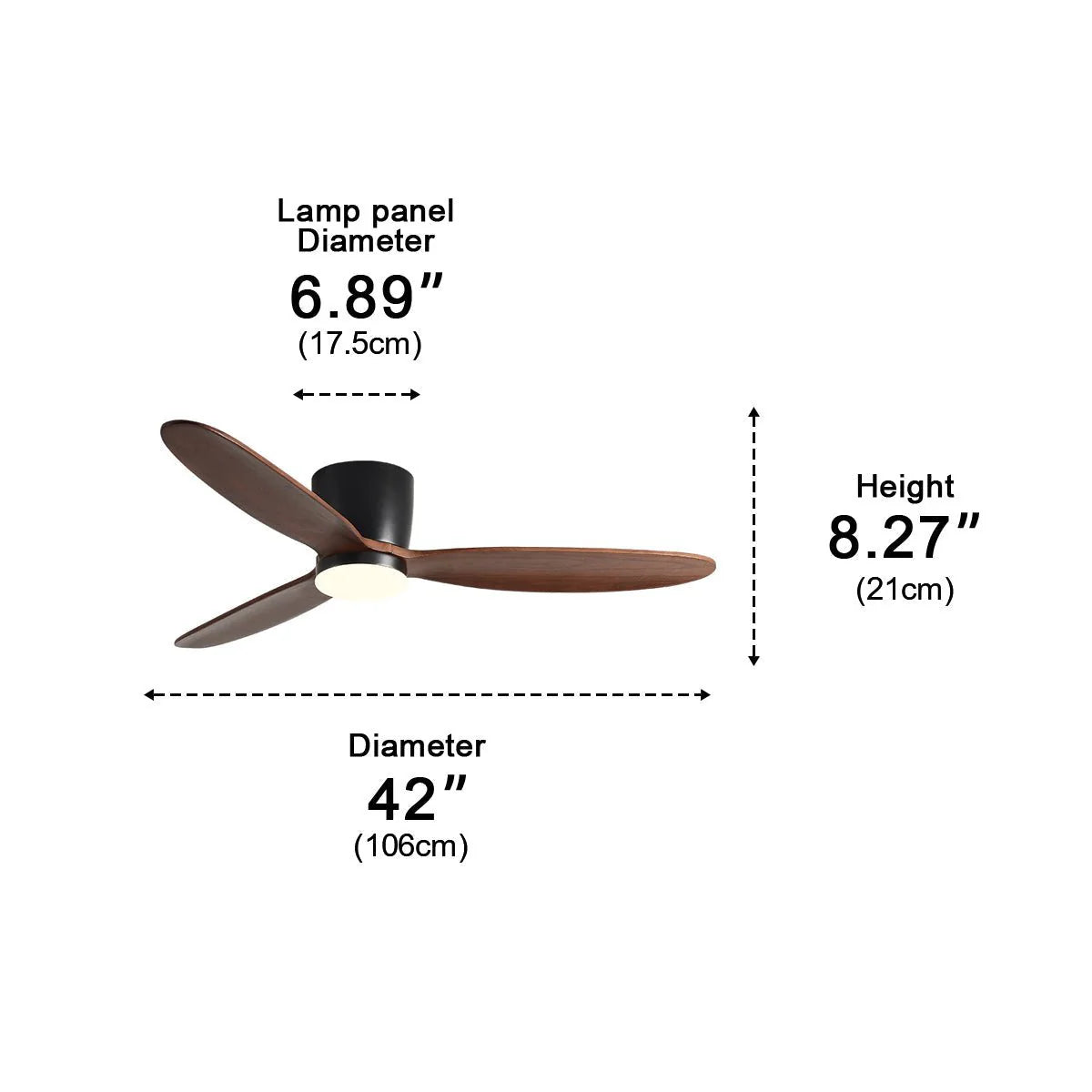 Wood & Fan Black - Minimalist Ceiling Fan Light 42in Wooden Blades with Remote Control