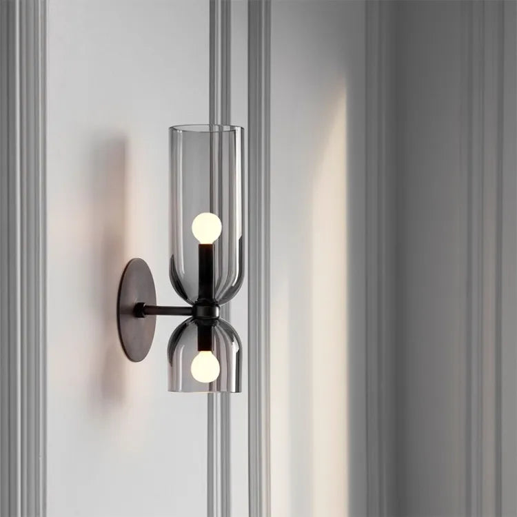 Opaline Hourglass Grey - Up & Down Wall Light